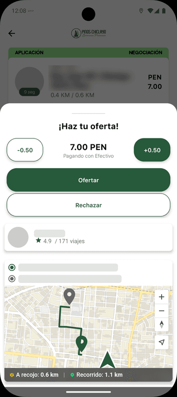 App de conductor: enviar una oferta